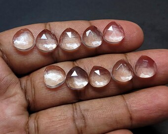 5 Heart Clear Quartz Cabochons: Faceted Rose Cut Gemstones