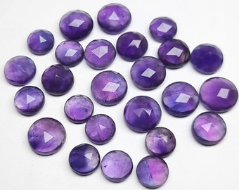 5. pics lot, natural amethyst gemstone, amethyst rose cut cabochon, high quality, shape oval, back flat loose gemstone