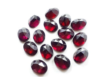 Faceted Garnet Gemstone: Rose Cut Oval Cabochons, 5x7 mm (5 pecs)
