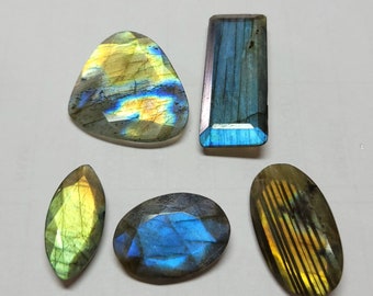 Faceted Labradorite Gemstone: Multi-Fire Loose Stone