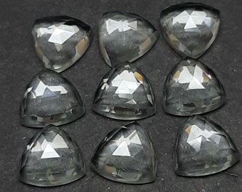 5 pies, clear quartz gemstone ,faceted rose cut cabochon, trillion shape, back flat, jewelry making, designer loose gemstone,