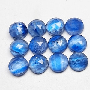 5 pecs lot blue Kyanite gemstone, blue kyanite rose cut cabochon, back flat shape round, high quality loose gemstone