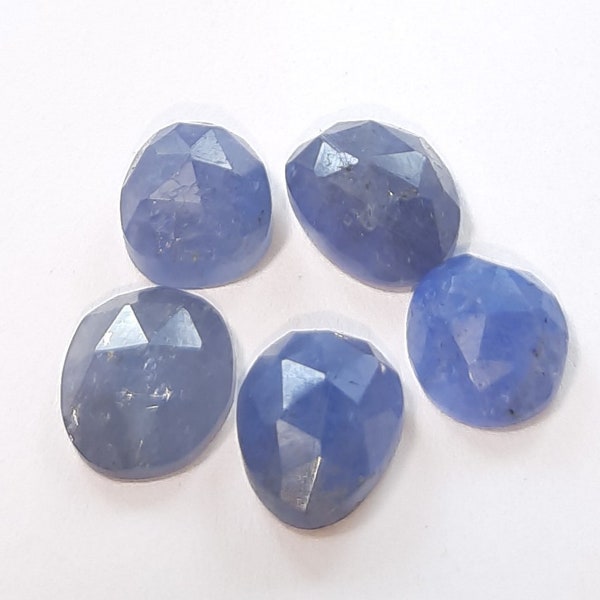 5 pics lot, natural Tanzanite gemstone, smooth rose cut slice, shape fancy, size 8x10 mm approx, high qualit,, loose gemstone. 14 ct