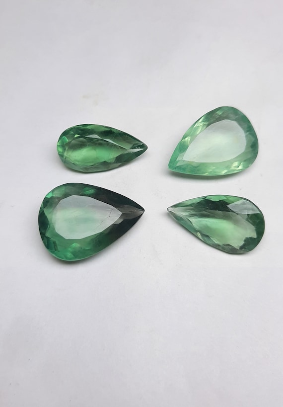 Faceted Green Fluorite Gemstone: Pear Shape Loose Stone