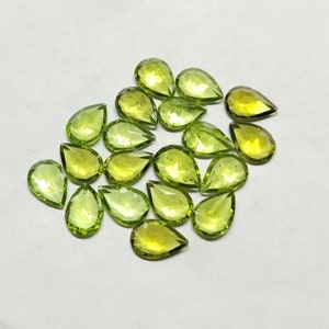 5 pecs lot, natural faceted peridot gemstone, smooth cut gemstone, pear shape high quality loose gemstone,
