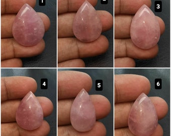 Natural rose quartz gemstone, rose quartz smooth cabochon, shape pear,  designer cabochon, high quality,  loose gemstone,