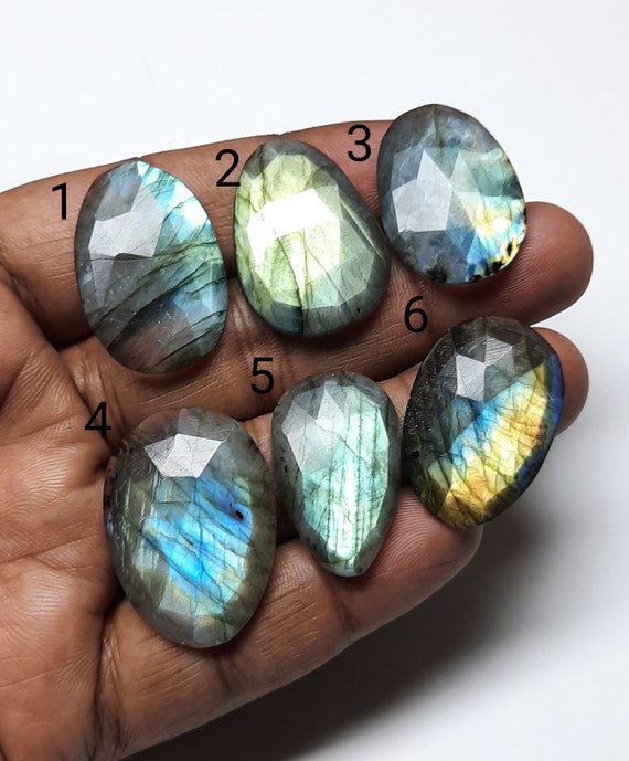 Flashy Labradorite Gemstone Slice: Rose Cut, Fancy Shape, Blue Fire