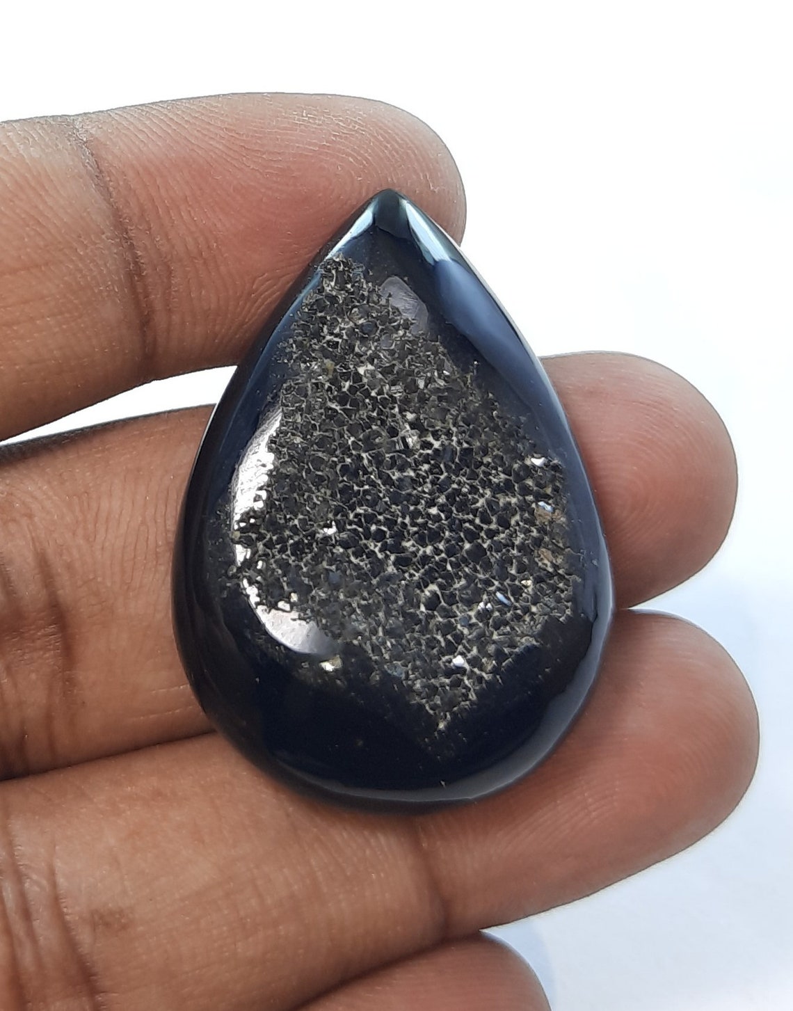 Natural black agate druzy gemstone black agate druzy smooth Etsy
