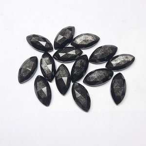 5 pietre preziose di ossidiana argentata: cabochon taglio marquise a rosa