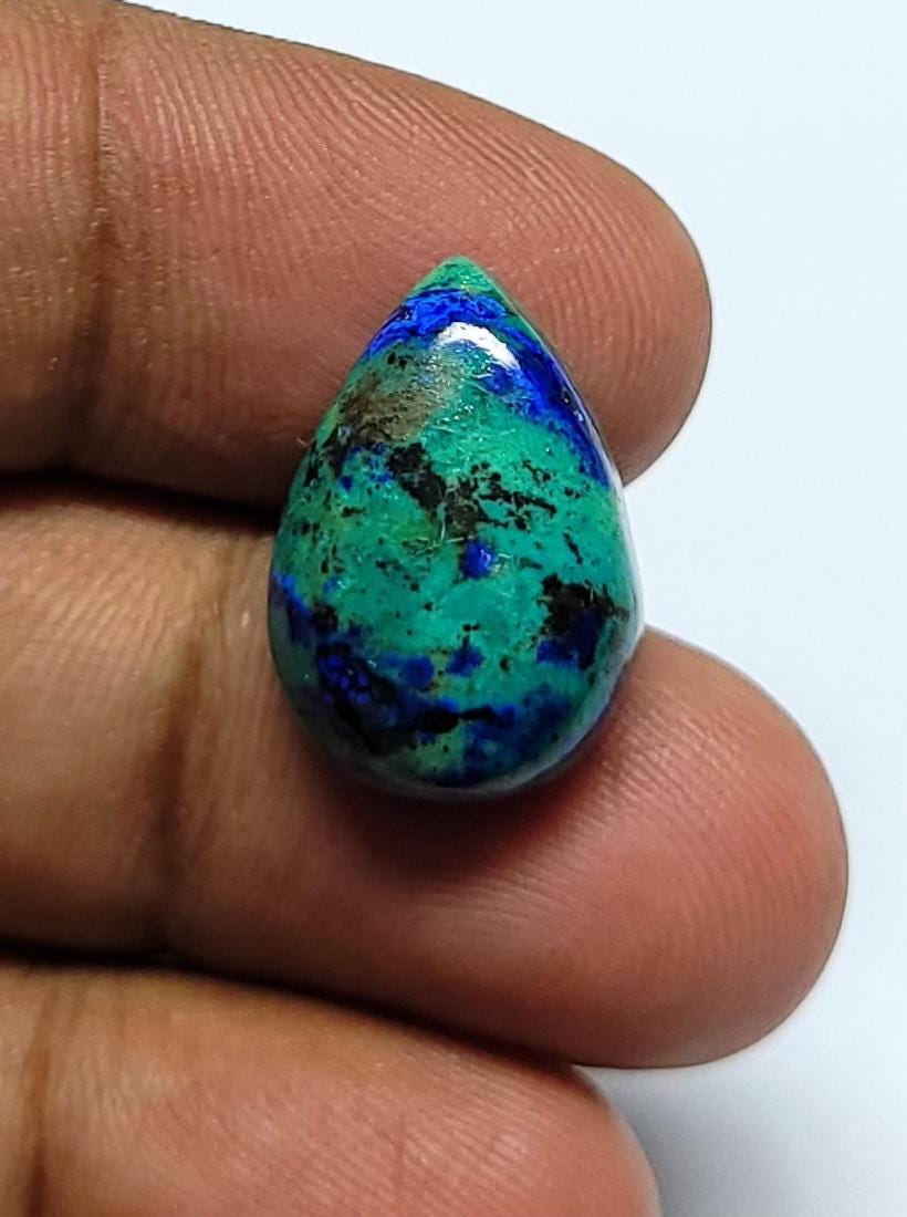 Cabochon Malachite Azurite Naturelle Multicolore - Forme Libre 54x26x5mm - 49 Carats - Lapidaire