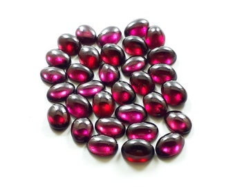 5 piedras preciosas de granate rojo AAA: cabujones ovalados lisos (de 5 x 7 a 10 x 14 mm)