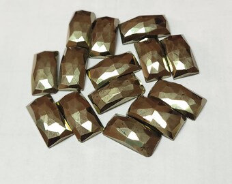 5, lot de tartes, pierre précieuse de pyrite naturelle, rectangle en forme de cabochon de taille rose en pyrite, pierre précieuse en vrac de haute qualité en cabochon de designer,