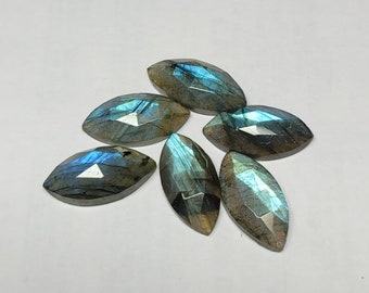 AAA Labradorite Gemstone Lot: Rose Cut Marquise Cabochons