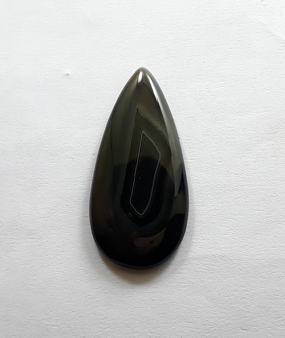 Pair Black Banded Agate cabochons 11x11mm
