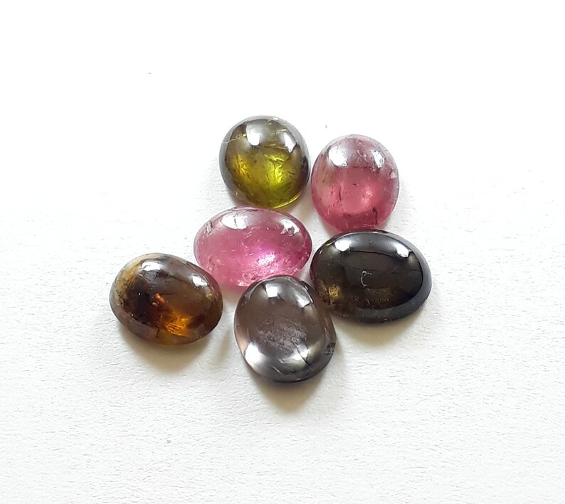 ct. pics lot 6 size 7x9 mm approx natural pink tourmaline gemstone smooth cabochon loose gemstone 10 shape oval high quality