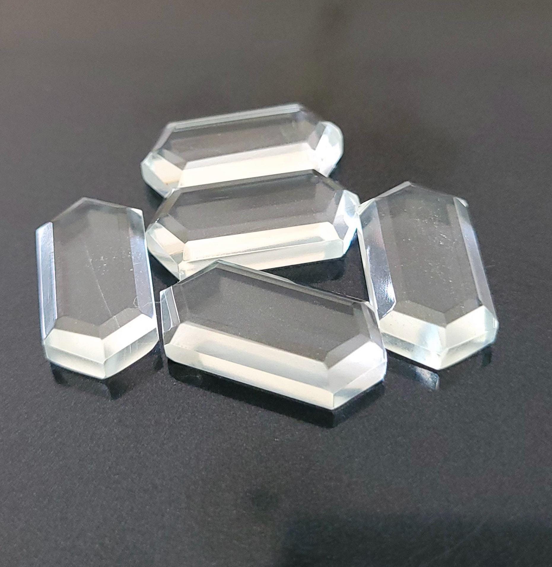 5 pecs lot, clear quartz gemstone, faceted clear quartz step cut, back flat, shape Hexagon , high quality loose gemstone