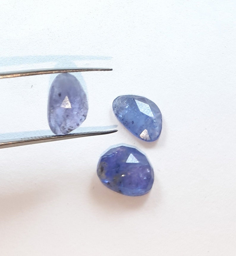 size 8x9 mm approx loose gemstone smooth rose cut slice high qualit, shape fancy 3 pics lot 8 ct natural Tanzanite gemstone