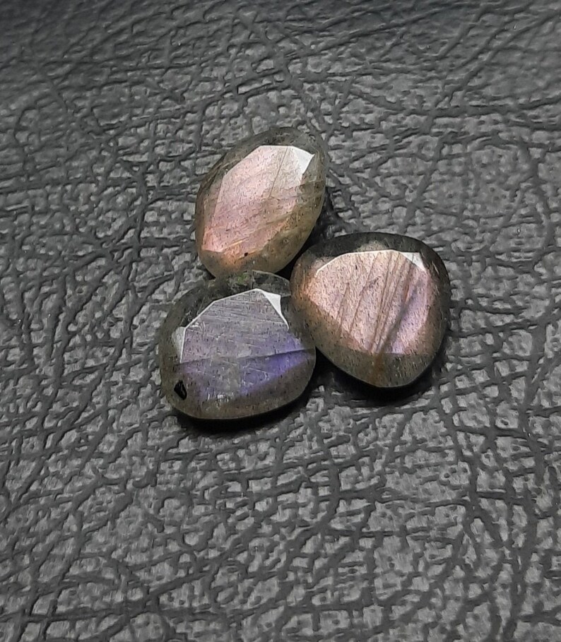 shape fancy labradorite rose cut slice size 11x13 mm approx high quality loose gemstone 3 pecs natural purple fire labradorite gemstone