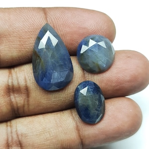 1, pies natural  blue sapphire gemstone, full flashy, rose cut cabochon, shape mix, designer cabochon high quality loose gemstone