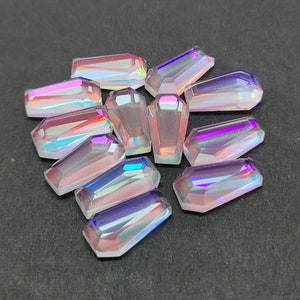 5, Pies Regenbogenquarz Edelstein, Regenbogenquarz Step Cut Cabochon, Form Coffin, Designer Cabochon hoher Qualität loser Edelstein,