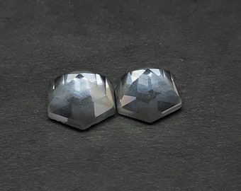 1 paire, pierre précieuse de quartz clair, coupe à facettes, forme hexagonale, dos plat, cabochon de quartz clair, haute qualité, pierre précieuse en vrac