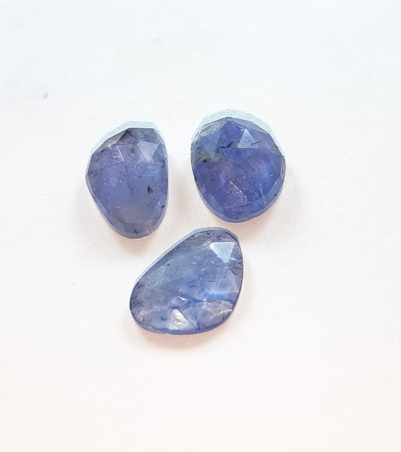 size 8x9 mm approx loose gemstone smooth rose cut slice high qualit, shape fancy 3 pics lot 8 ct natural Tanzanite gemstone