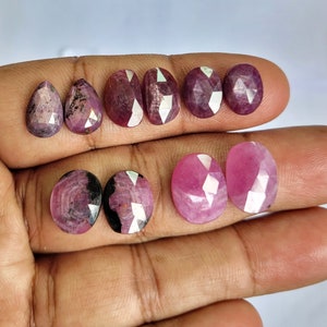 1, Pair natural ruby gemstone, ruby silky rose cut slice shape mix, high quality, loose gemstone