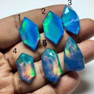 1 Torten, Aurora Opal Doublet Quarz Edelstein, Rosenschliff Cabochons, Aurora Opal hochwertig, Rückseite flach, lose Edelstein,