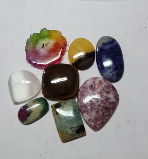 Lotto Di Pietre Preziose Miste, Cabochon Rotondi Piatti - Foto 5