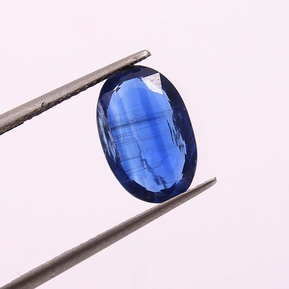 Faceted Kyanite Gemstone Natural Blue Kyanite Cut Stone Smooth