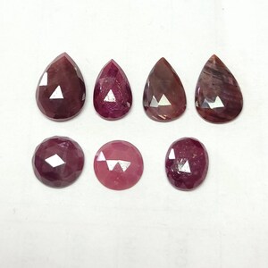 1 pecs, 100% natural ruby gemstone, ruby rose cut cabochon, shape mix, back flat, high quality, ruby cut stone,  loose gemstone,