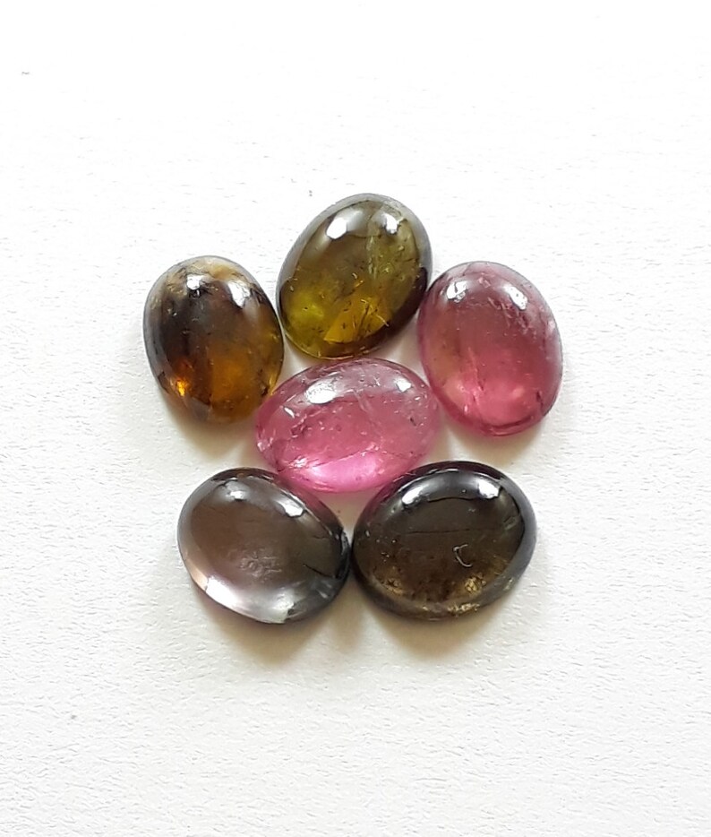 ct. pics lot 6 size 7x9 mm approx natural pink tourmaline gemstone smooth cabochon loose gemstone 10 shape oval high quality