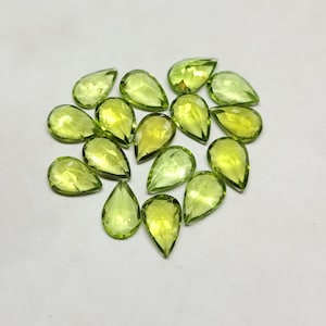 5 pecs lot, natural faceted peridot gemstone, smooth cut gemstone, pear shape size 9x6 mm high quality loose gemstone,
