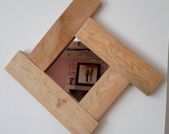 "Natural" recycled wood frame mirror
