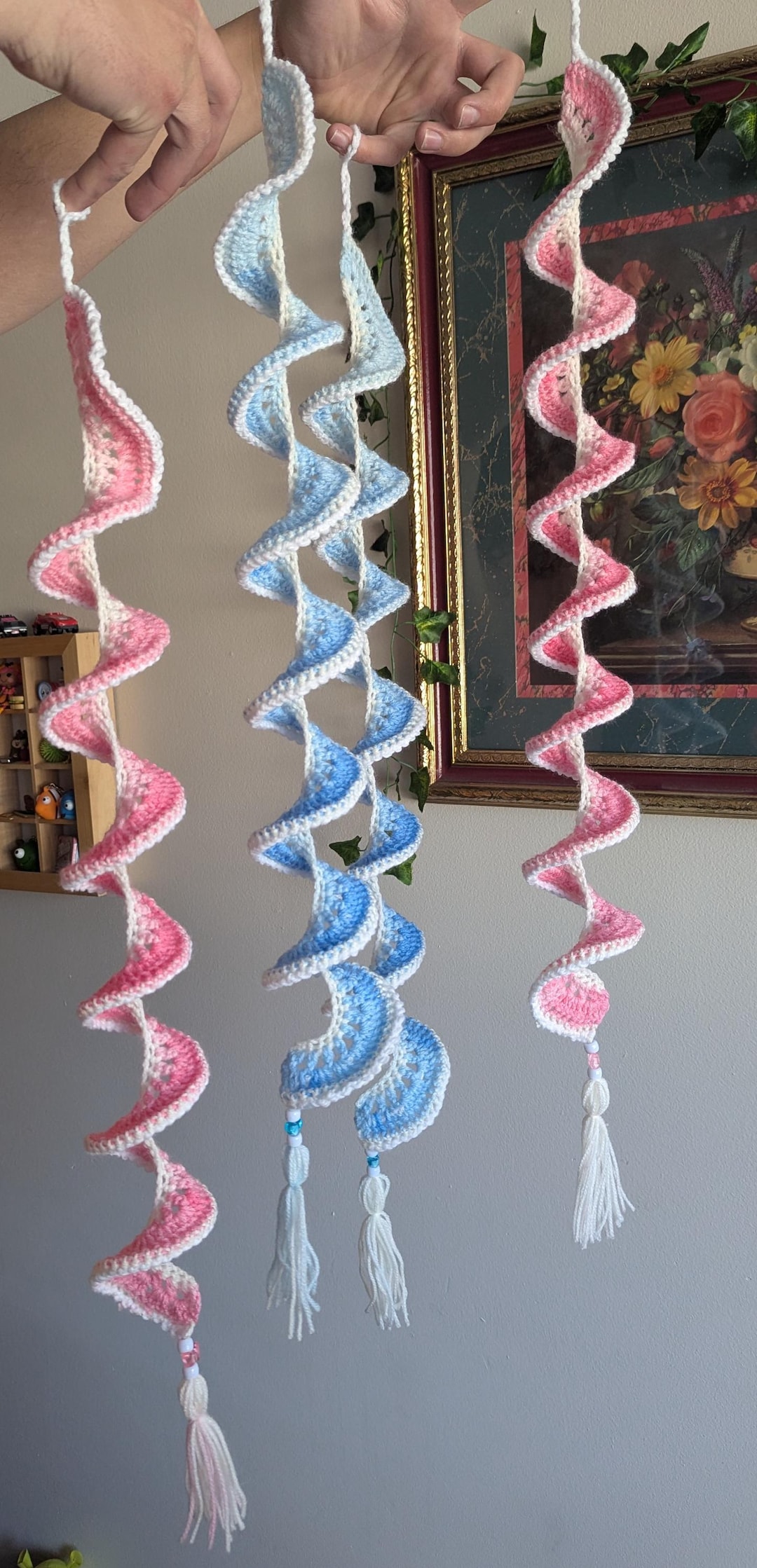 Crocheted Spiral Wind Spinner | Pastel Boho Nursery Decoration