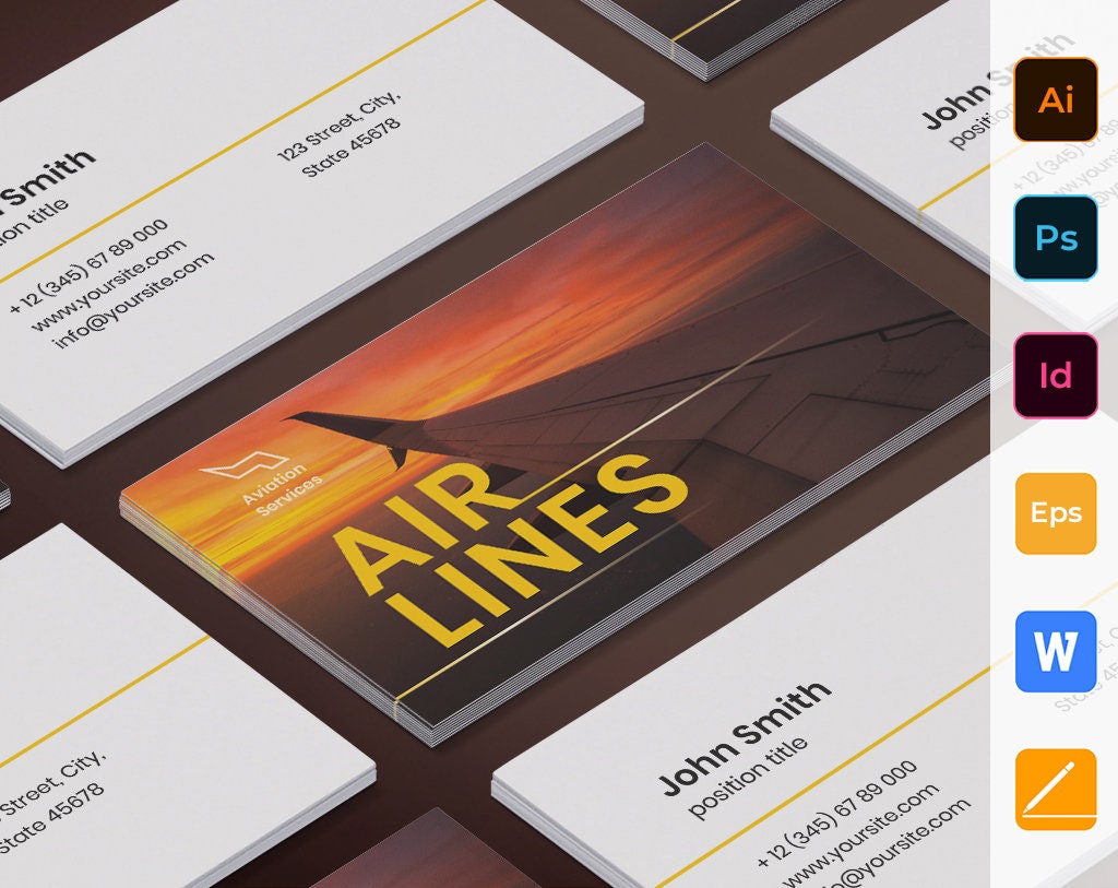 Transport Airlines Aviation Business Card Template Instant Etsy
