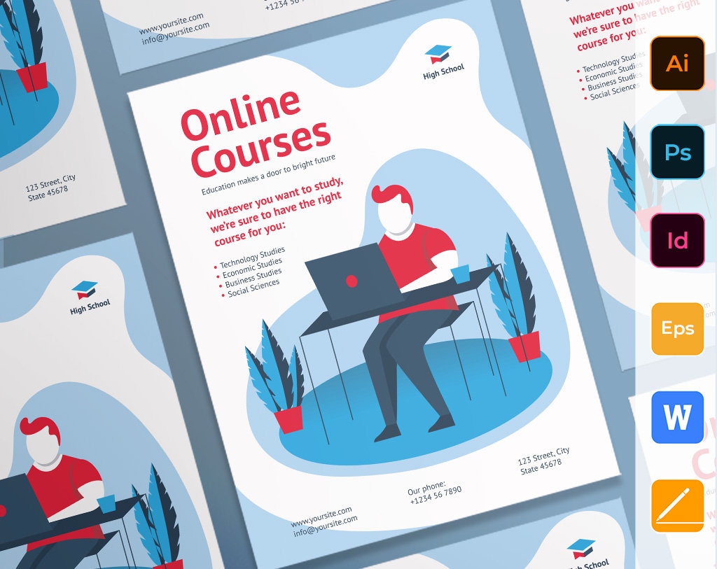 Online Courses Poster Template Instant Download Editable Etsy