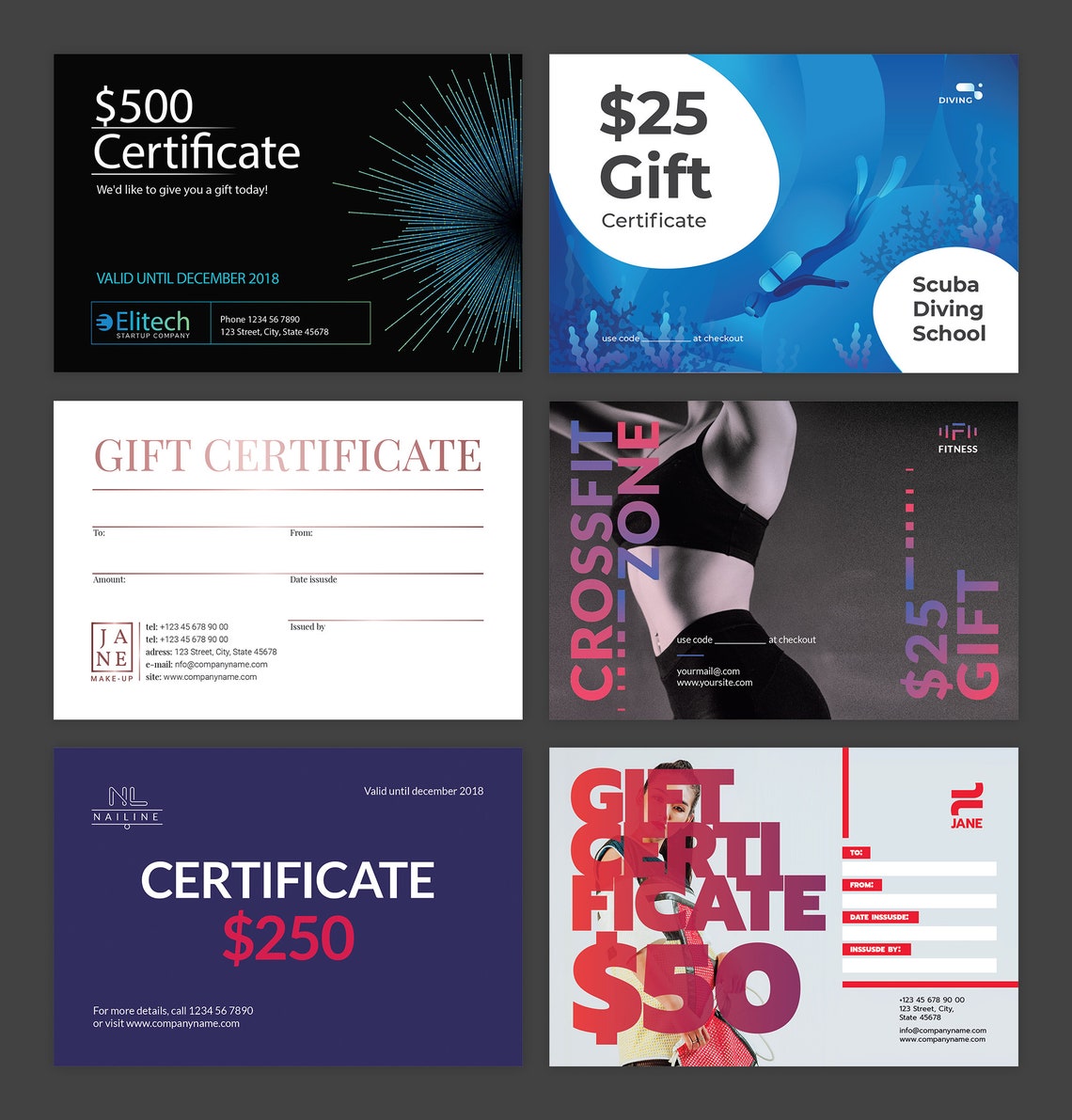 Gift Certificate Template Bundle Printable Gift Card - Etsy