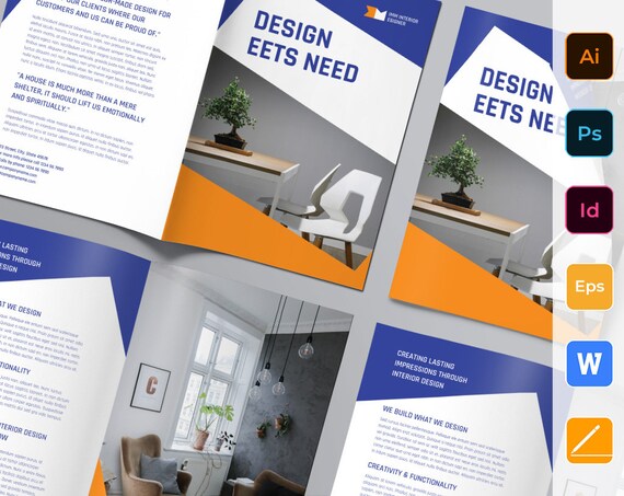 Interior Designer Bifold Brochure Template Instant Download Editable Design Ms Word Pages Photoshop Vector Indesign