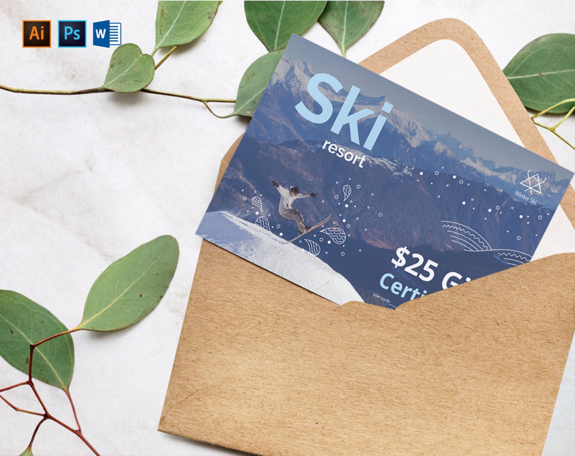 Ski Resort Gift Certificate Gift Card Voucher Instant Etsy