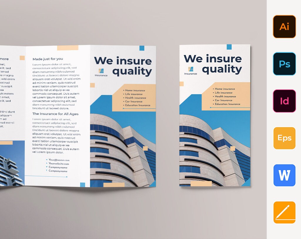 Trifold Brochure Template Insurance Agent | Etsy