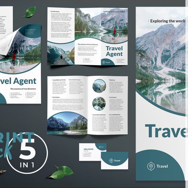 Travel Agent Agency Print Pack Templates | Digital Download, Editable Template, Minimalist | Photoshop, Illustrator, Vector
