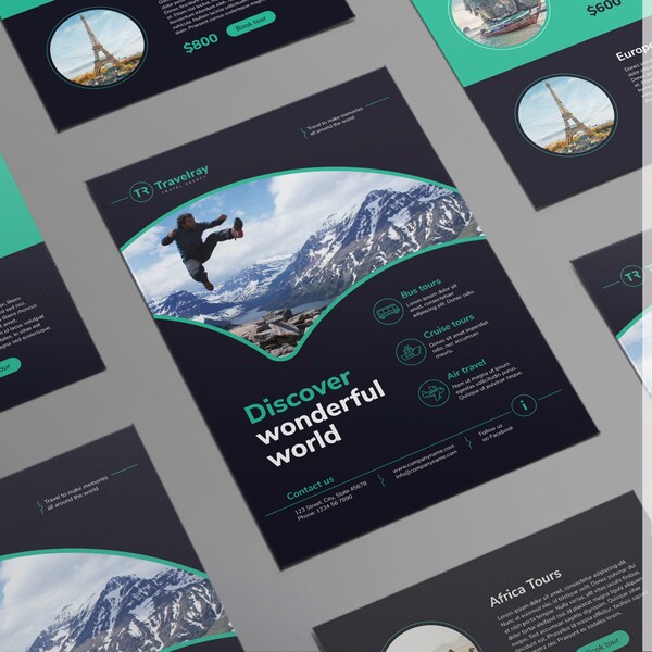 Tours and Travel Flyer Template | Instant Download, Editable Design | Photoshop, Vector, InDesign