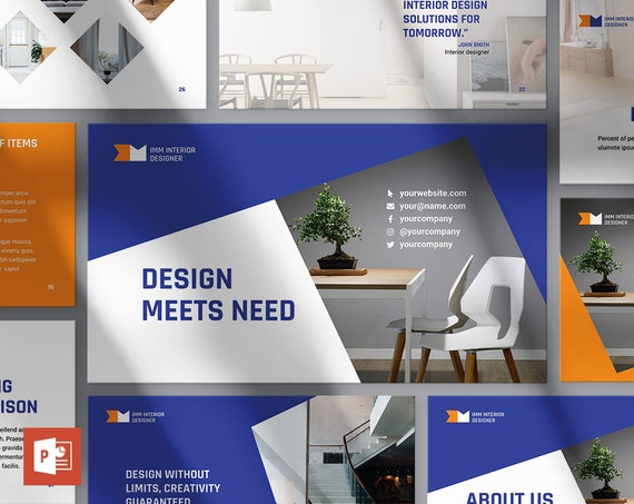 Interior Designer Firm Powerpoint Presentation Template Creative Infographic Professional Instant Download Editable Design