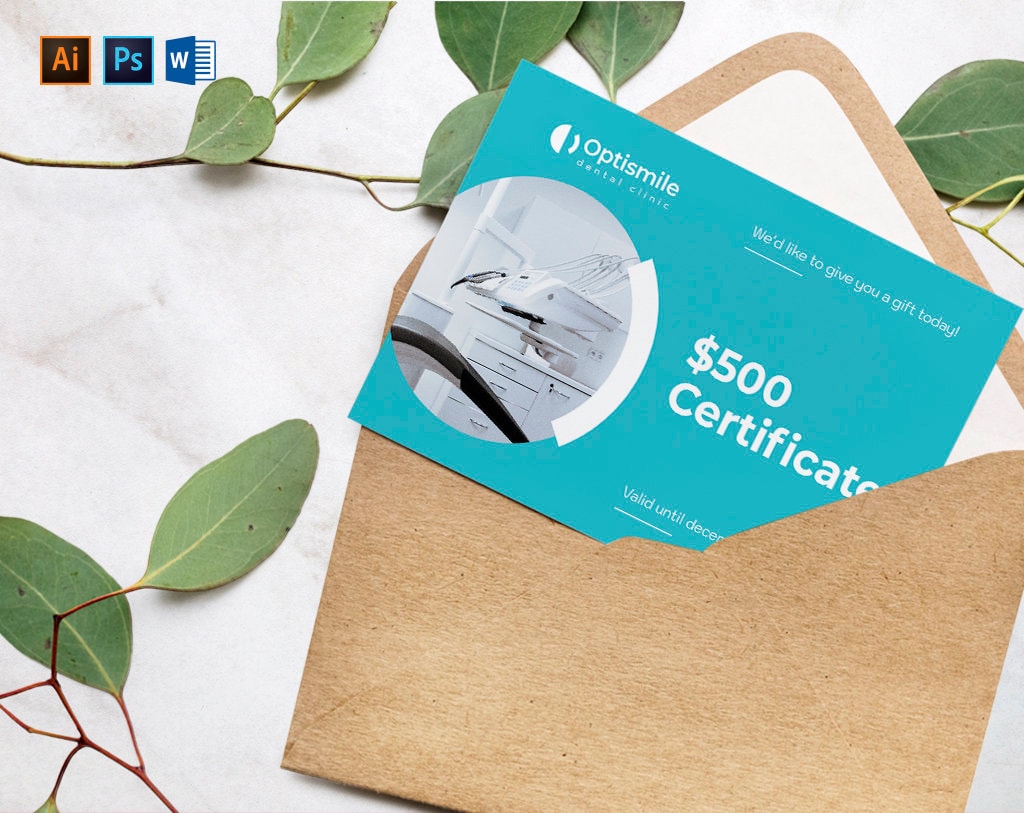 Dental Clinic Gift Certificate Gift Card Voucher Instant Etsy