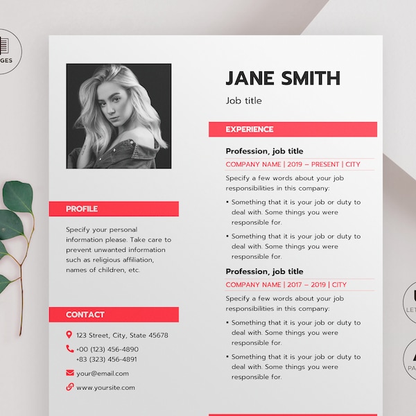 Fashion Designer Resume Template | CV Template | Professional Resume Template for Word, Google Docs