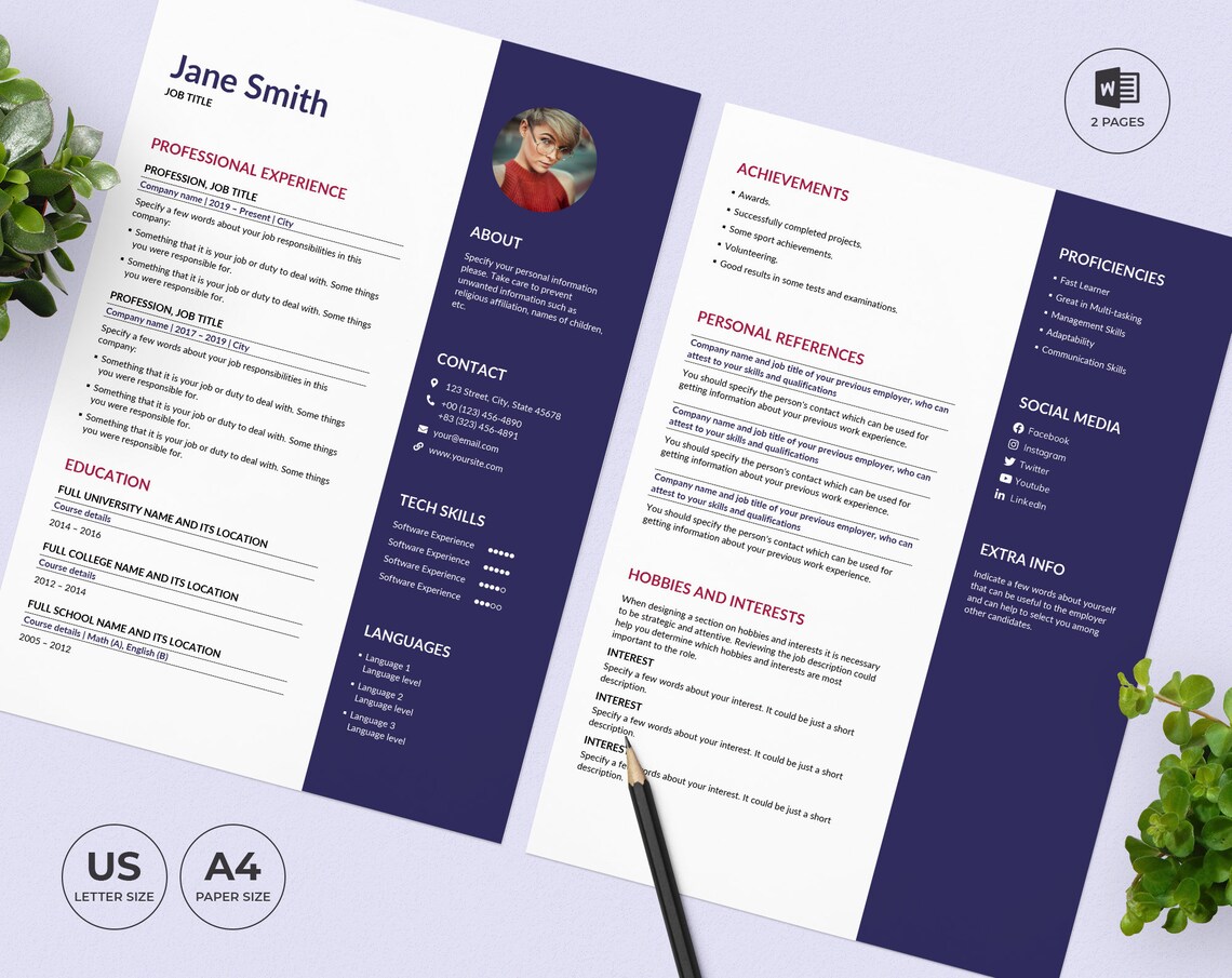 Nail Artist Resume Template Word CV Template Nail Etsy