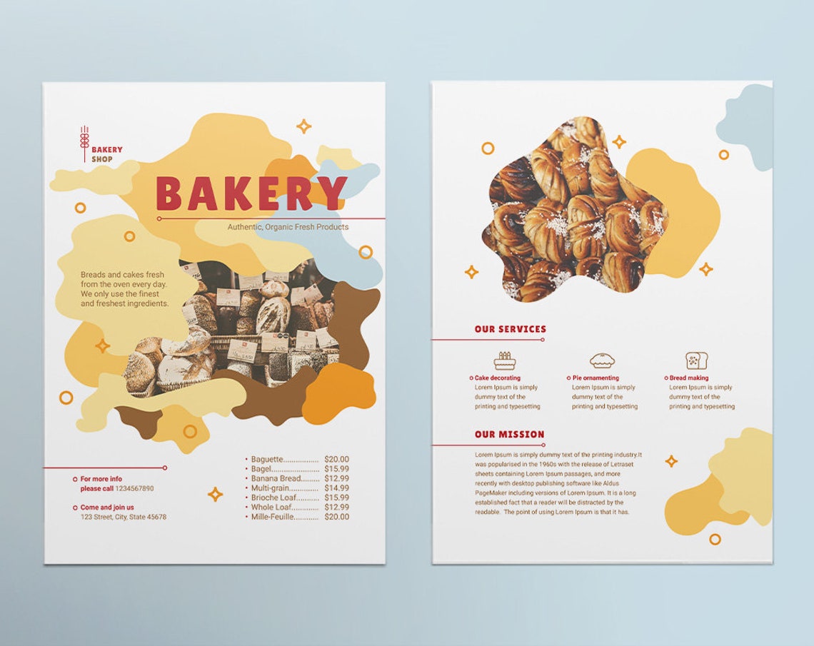 Bakery Print Pack Templates Instant Download Editable | Etsy