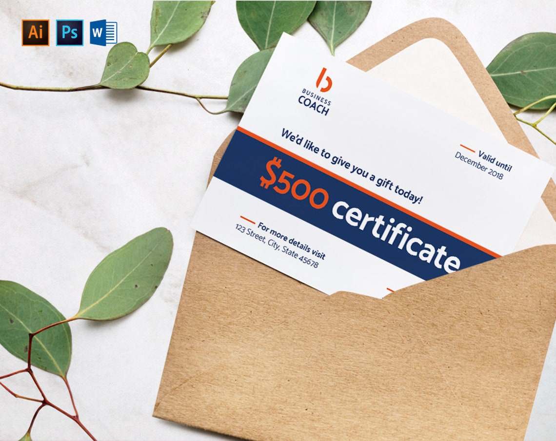 Business Coach Gift Certificate Gift Card Voucher Instant Etsy
