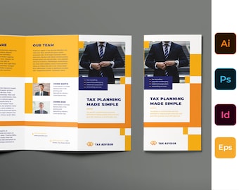 Tax Advisor | DIY Editable Trifold Brochure | Digital Download, Editable Template, Minimalist | Photoshop, Illustrator, Vector